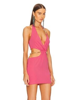 Dundas x Revolve Nyx Mini Chain Dress Pink Size Small NWT *READ